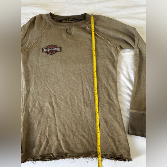 Harley-Davidson Gray Raglan Studded Crewneck Sweatshirt Raw Hem Size M - Picture 12 of 16